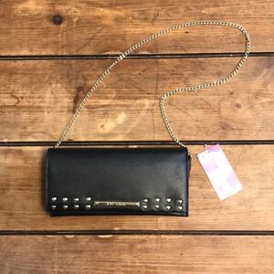 NWT Betsey Johnson Black & Gold Heart Stud Clutch Crossbody